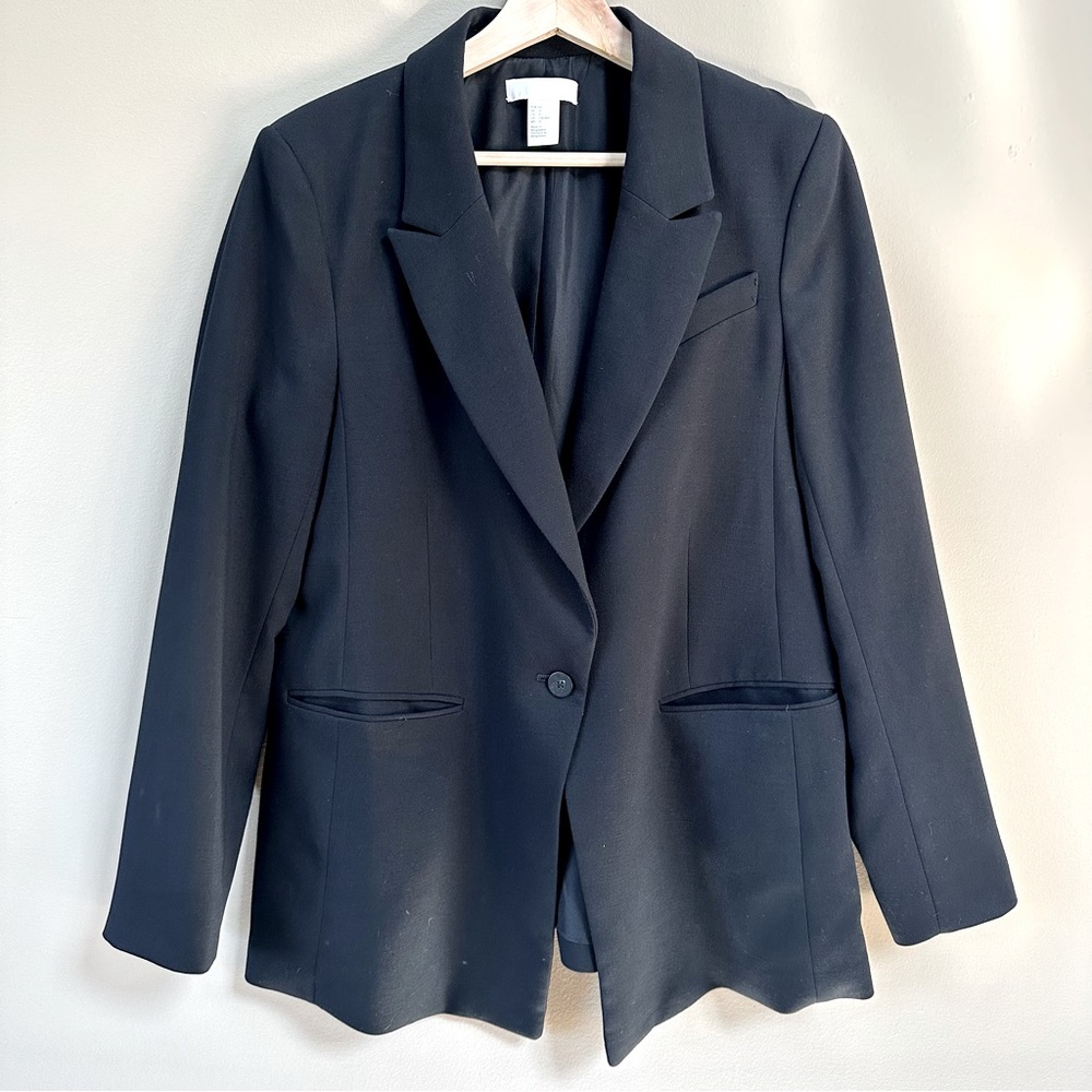 H&M Black Single Button Classic Blazer Women’s Size 12